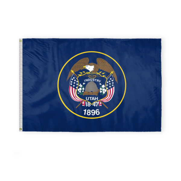 AGAS Utah State Flag 4x6 Ft - Double Sided Reverse Print On Back 200D Nylon