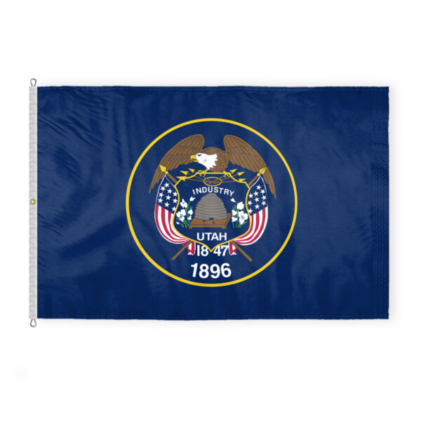 AGAS Utah State Flag 8x12 Ft - Double Sided Reverse Print On Back 200D Nylon