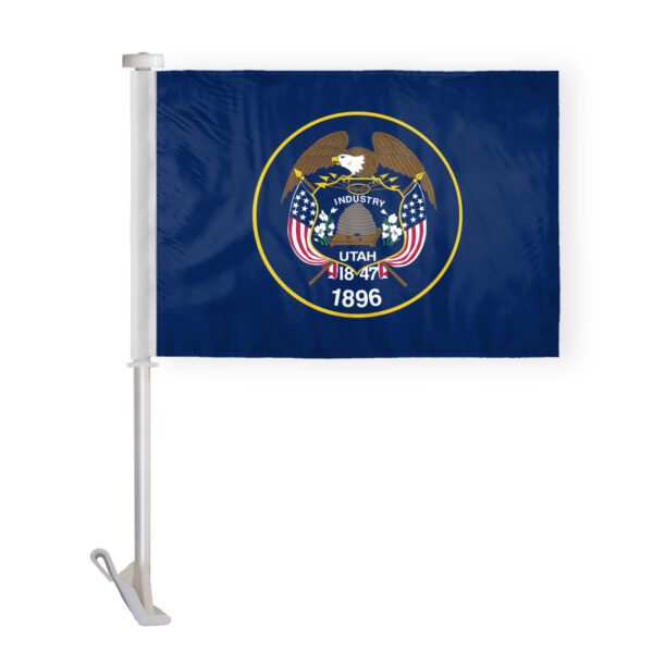 AGAS Utah State Car Window Flag 10.5x15 inch - Double Side Printed Knitted Polyester
