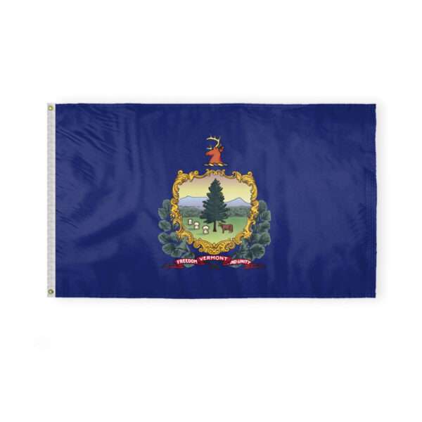 AGAS Vermont State Flag 3x5 Ft - Double Sided Reverse Print On Back 200D Nylon