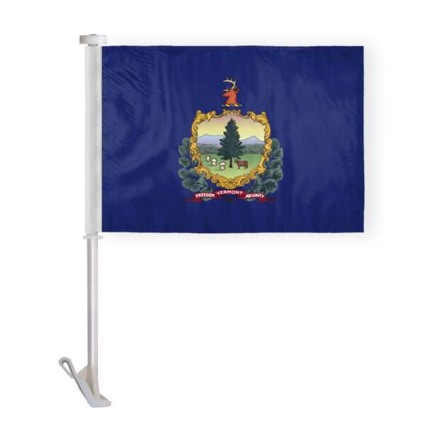 AGAS Vermont State Car Window Flag 10.5x15 inch - Double Side Printed Knitted Polyester