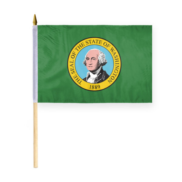 AGAS Washington Stick Flag 12x18 Inch with 24 inch Wood Pole - Printed Polyester