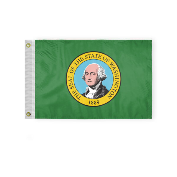 AGAS Washington State Boat Flag 12x18 Inch - Double Sided Reverse Print On Back 200D Nylon