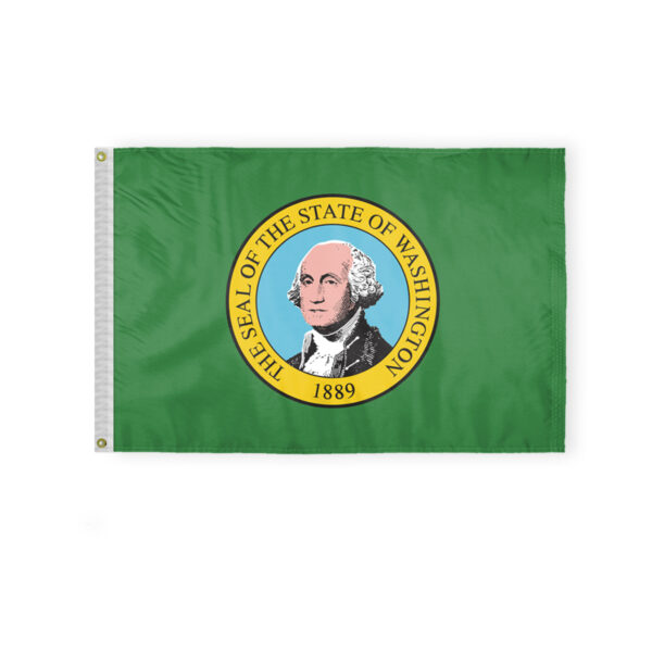 AGAS Washington State Flag 2x3 Ft - Double Sided Reverse Print On Back 200D Nylon