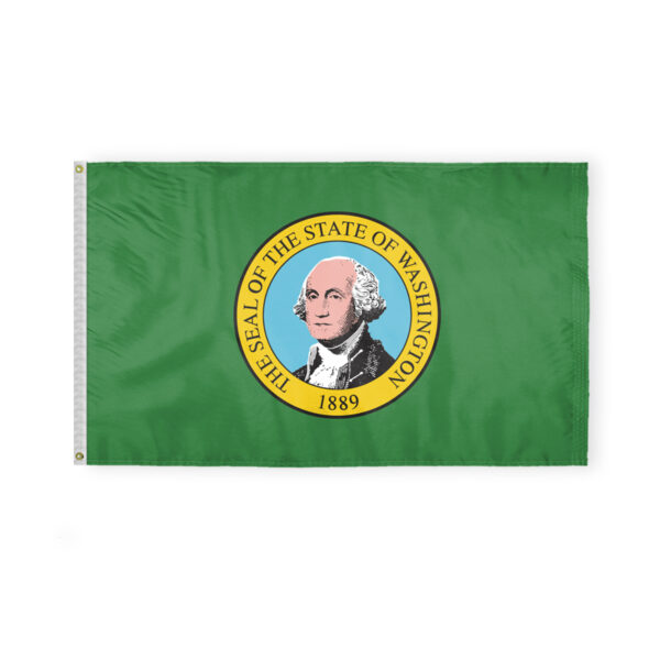 AGAS Washington State Flag 3x5 Ft - Double Sided Reverse Print On Back 200D Nylon