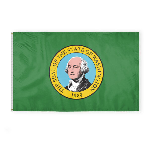 AGAS Washington State Flag 5x8 Ft - Double Sided Reverse Print On Back 200D Nylon