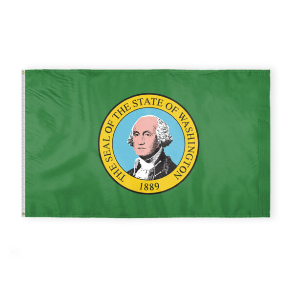 AGAS Washington State Flag 6x10 Ft - Double Sided Reverse Print On Back 200D Nylon