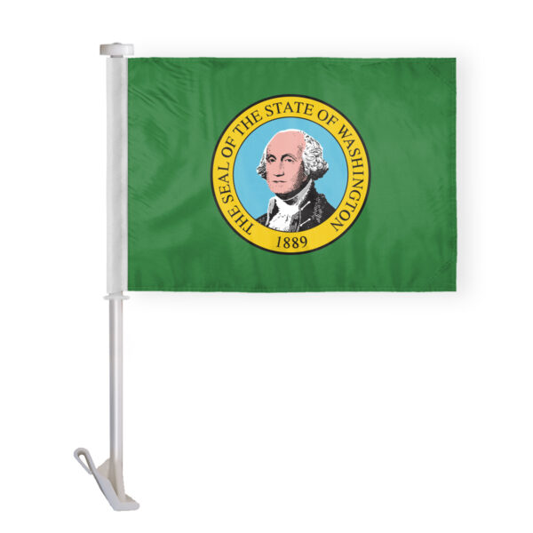 AGAS Washington State Car Window Flag 10.5x15 inch - Double Side Printed Knitted Polyester