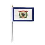 West Virginia Stick Flag 4x6 Inch with 11 inch Plastic Pole