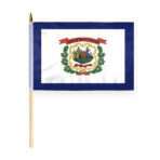 West Virginia Stick Flag 12x18 Inch with 24 inch Wood Pole