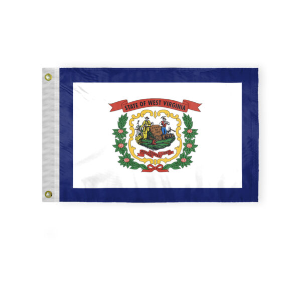 AGAS West Virginia State Boat Flag 12x18 Inch - Double Sided Reverse Print On Back 200D Nylon