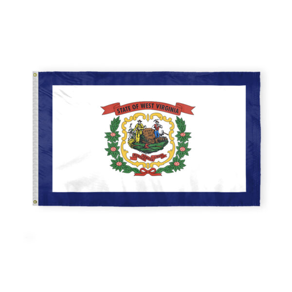 AGAS West Virginia State Flag 3x5 Ft - Double Sided Reverse Print On Back 200D Nylon