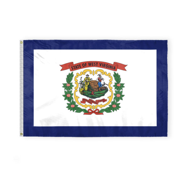 AGAS West Virginia State Flag 4x6 Ft - Double Sided Reverse Print On Back 200D Nylon