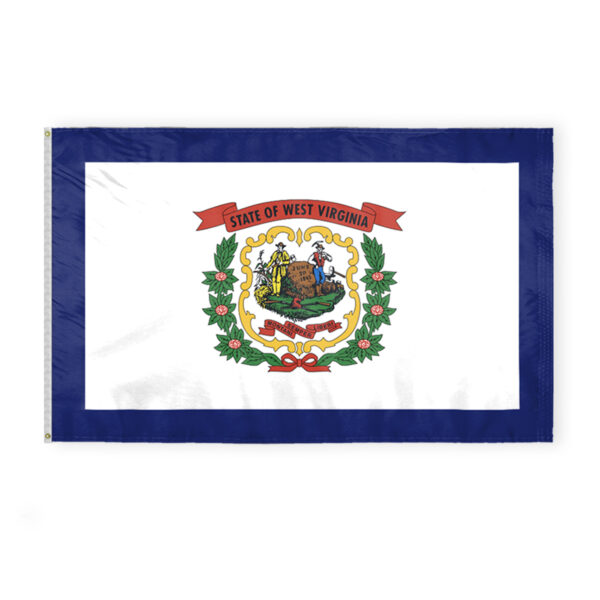 AGAS West Virginia State Flag 5x8 Ft - Double Sided Reverse Print On Back 200D Nylon