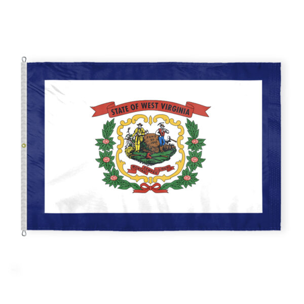 AGAS West Virginia State Flag 8x12 Ft - Double Sided Reverse Print On Back 200D Nylon
