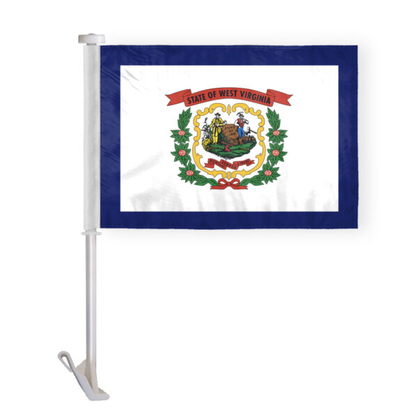 AGAS West Virginia State Car Window Flag 10.5x15 inch - Double Side Printed Knitted Polyester