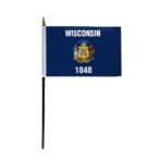 Wisconsin Stick Flag 4x6 Inch with 11 inch Plastic Pole