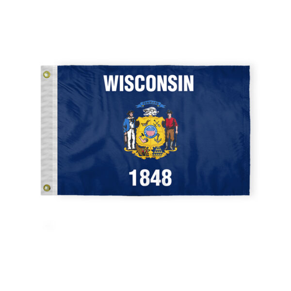AGAS Wisconsin State Boat Flag 12x18 Inch - Double Sided Reverse Print On Back 200D Nylon
