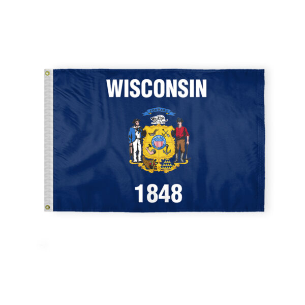 AGAS Wisconsin State Flag 2x3 Ft - Double Sided Reverse Print On Back 200D Nylon