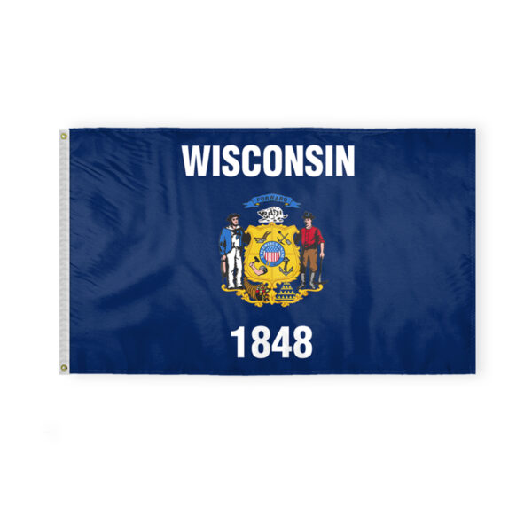 AGAS Wisconsin State Flag 3x5 Ft - Single Sided Polyester - Iron Grommets