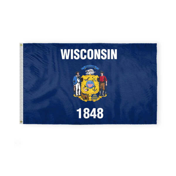 AGAS Wisconsin State Flag 3x5 Ft - Double Sided Reverse Print On Back 200D Nylon