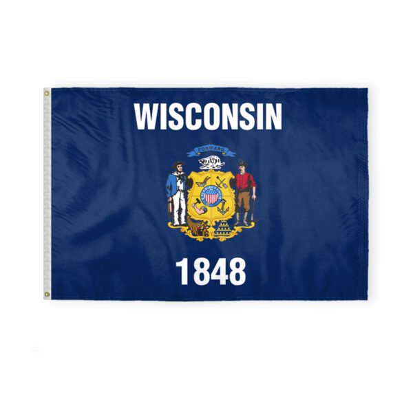 AGAS Wisconsin State Flag 4x6 Ft - Double Sided Reverse Print On Back 200D Nylon