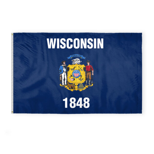 AGAS Wisconsin State Flag 5x8 Ft - Double Sided Reverse Print On Back 200D Nylon