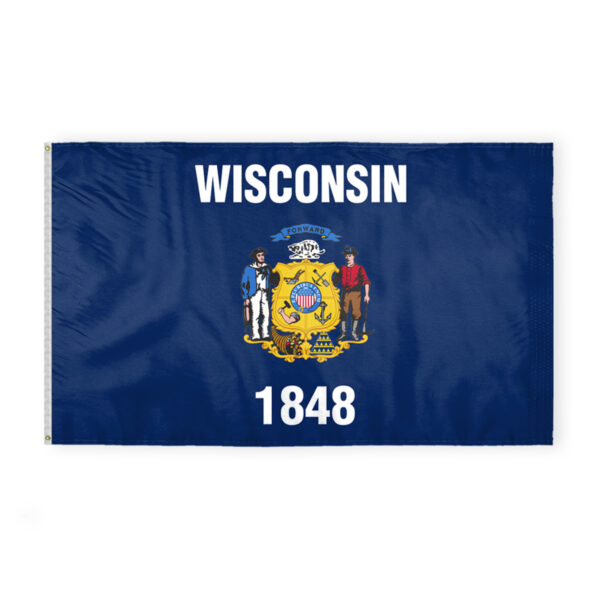 AGAS Wisconsin State Flag 6x10 Ft - Double Sided Reverse Print On Back 200D Nylon