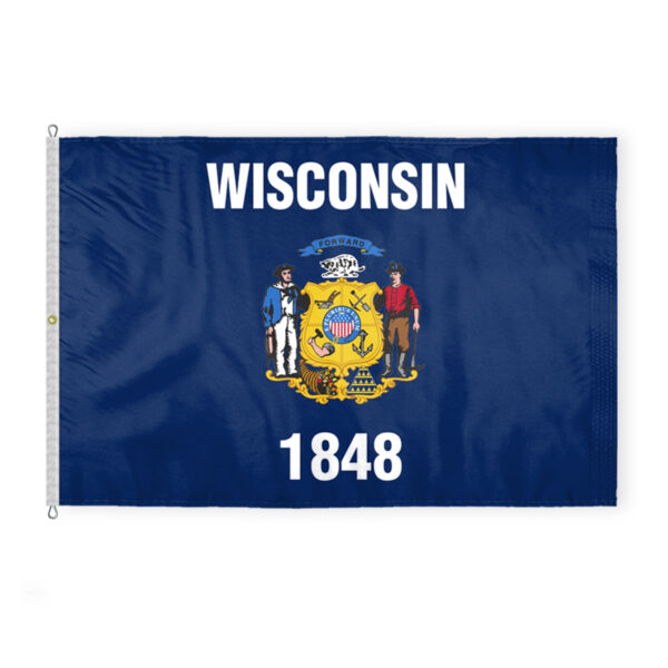 AGAS Wisconsin State Flag 8x12 Ft - Double Sided Reverse Print On Back 200D Nylon