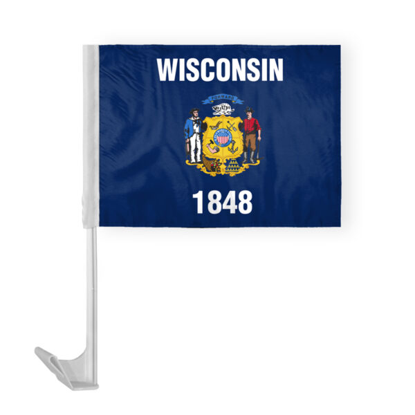 AGAS Wisconsin State Car Window Flag 12x16 Inch - Printed Polyester