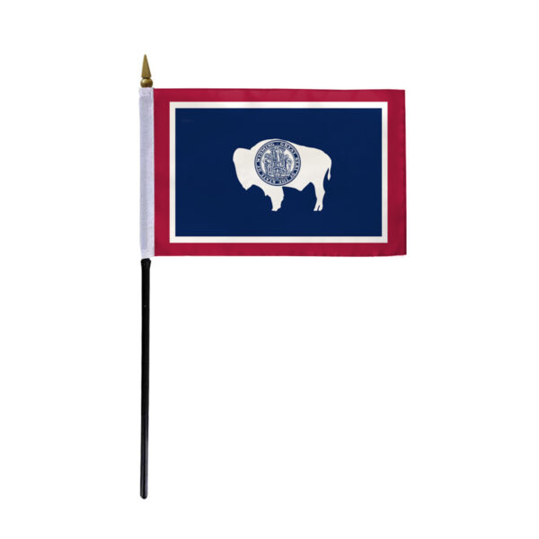 AGAS Wyoming Stick Flag 4x6 Inch with 11 inch Plastic Pole - Printed Polyester