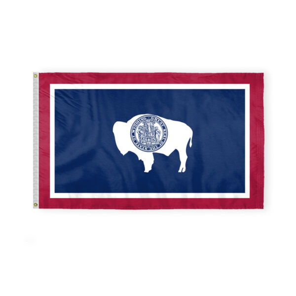 AGAS Wyoming State Flag 3x5 Ft - Double Sided Reverse Print On Back 200D Nylon