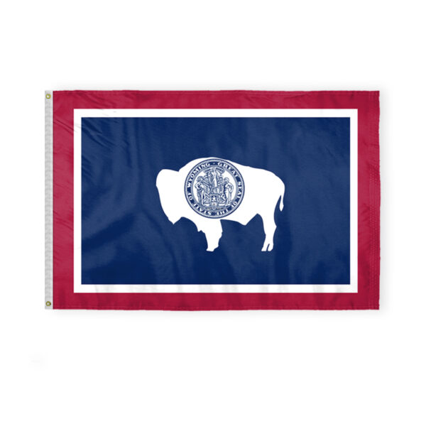 AGAS Wyoming State Flag 4x6 Ft - Double Sided Reverse Print On Back 200D Nylon