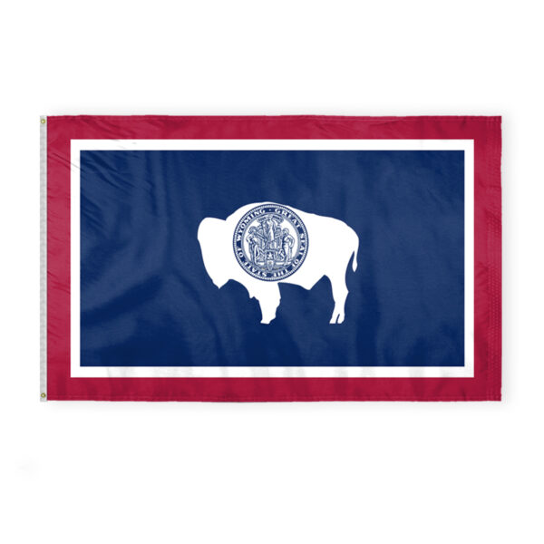 AGAS Wyoming State Flag 5x8 Ft - Double Sided Reverse Print On Back 200D Nylon