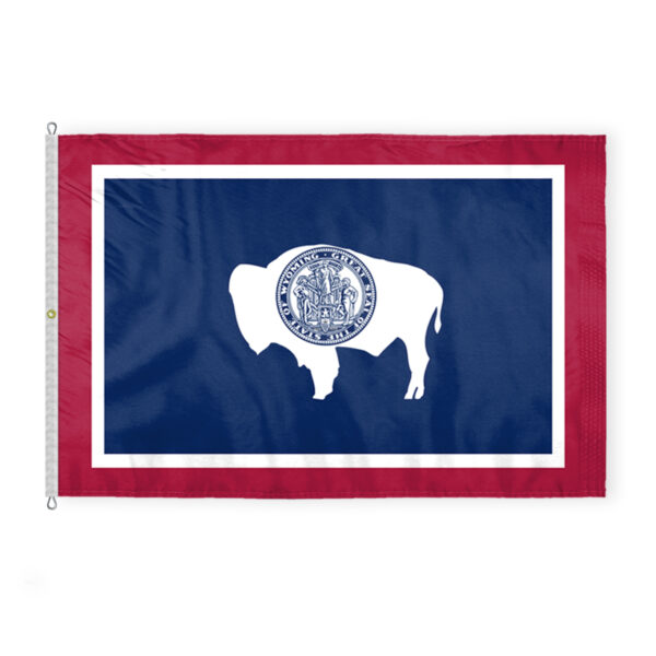 AGAS Wyoming State Flag 8x12 Ft - Double Sided Reverse Print On Back 200D Nylon