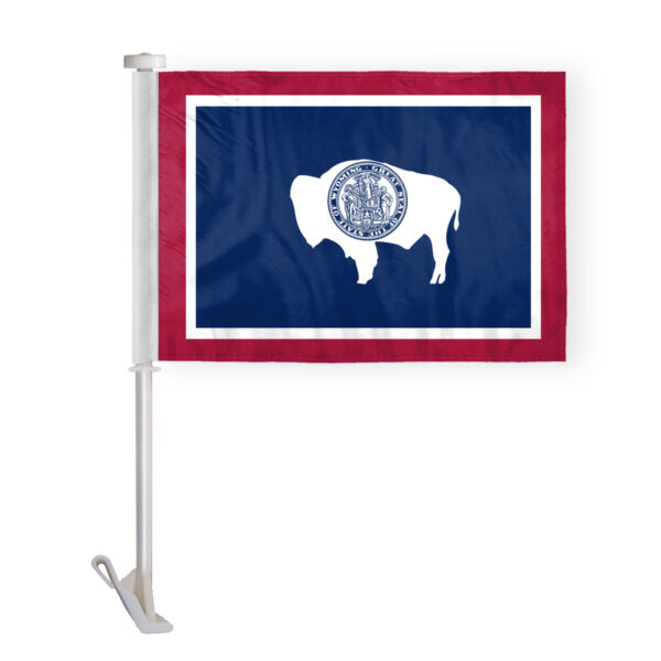 AGAS Wyoming State Car Window Flag 10.5x15 inch - Double Side Printed Knitted Polyester
