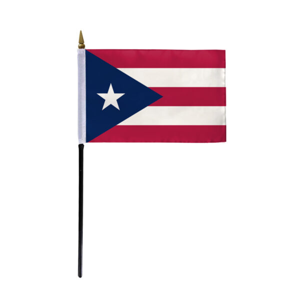 AGAS Puerto Rico Stick Flag 4x6 Inch with 11 inch Plastic Pole - Printed Polyester - State of Puerto Rico Small Flag on Stick