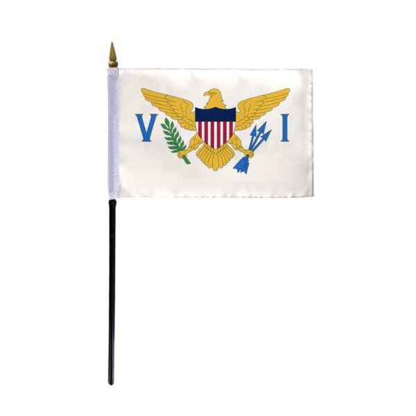 AGAS Virgin Islands Stick Flag 4x6 Inch with 11 inch Plastic Pole - Printed Polyester