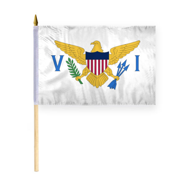 AGAS Virgin Islands Stick Flag 12x18 Inch with 24 inch Wood Pole - Printed Polyester