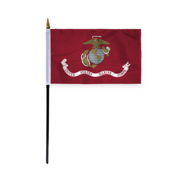 AGAS Marine Corps Stick Flag - 4 x 6 inch - Printed Single Sided 200D Nylon