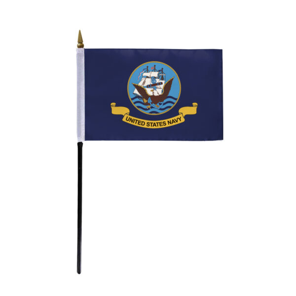 AGAS Navy Stick Flag - 4 x 6 inch - Printed Single Sided 200D Nylon