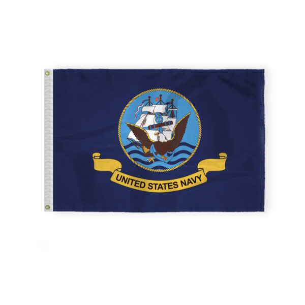 AGAS US Navy Flag 2x3 Ft - Printed 200D Nylon Canvas Header