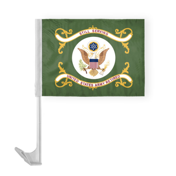 AGAS Army Retired Car Flag - 12x16 inch - Single Sided Printed Polyester