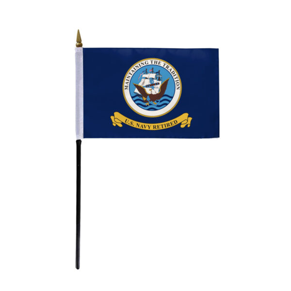 AGAS Navy Retired Stick Flag - 4 x 6 inch