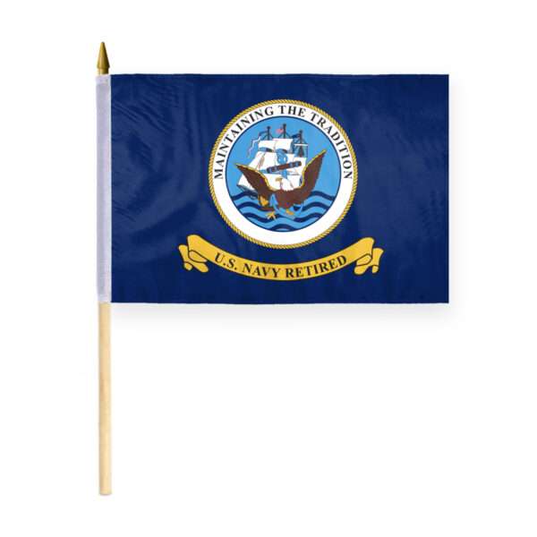 AGAS Navy Retired Stick Flag - 12 x 18 inch