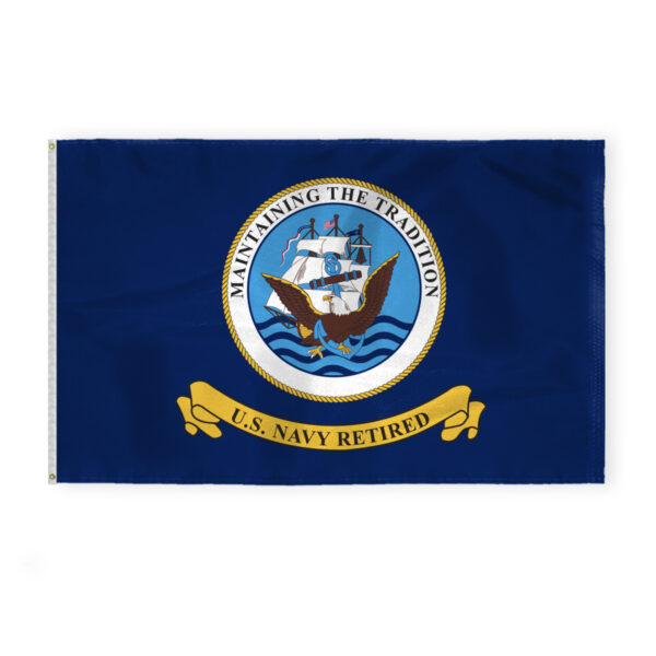 AGAS Large United States Navy Retired Flag 5x8 Ft - Printed 200 Denier Nylon