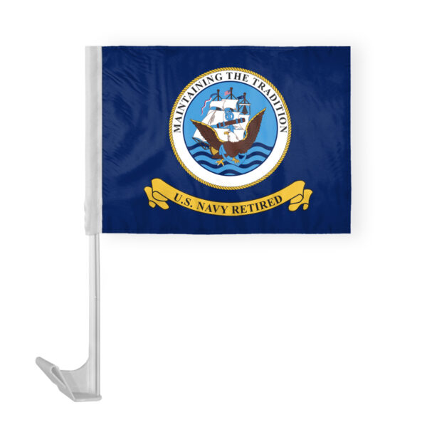 AGAS Navy Retired Car Flag - 12x16 inch - Single Sided Printed Polyester