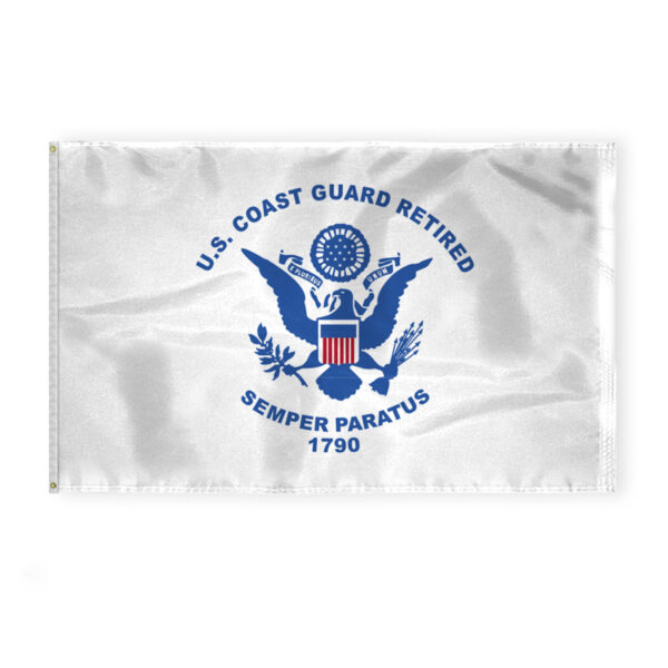 AGAS Coast Guard USCG Retired Flag 5x8 Ft - Printed 200 Denier Nylon