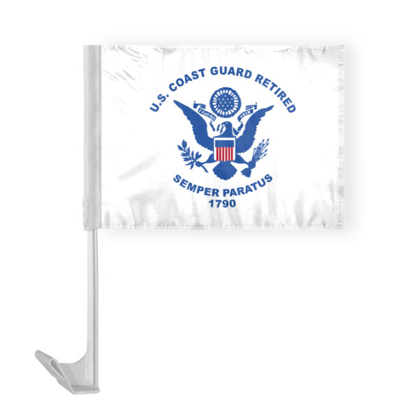 AGAS Coast Guard Retired Car Flag - 12x16 inch - Single Sided Printed Polyester