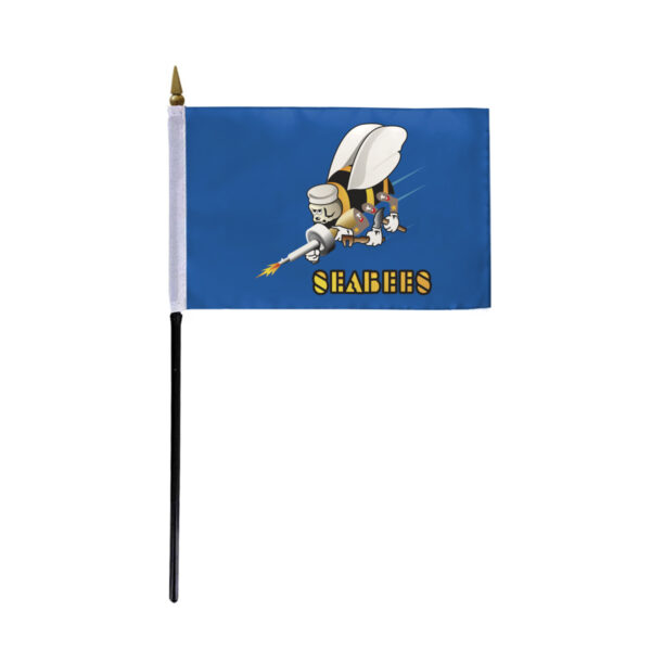AGAS Seabees Stick Flag - 4x6 inch - Special Military Flags